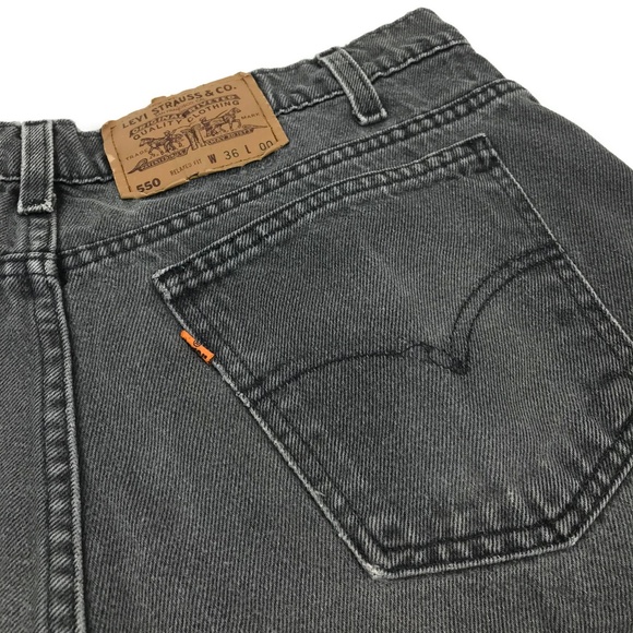 Vintage Levi's 550 Gray Denim Orange Tab Shorts 35 - Picture 5 of 8